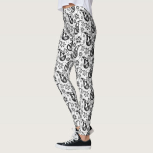 Legging White Floral Paisley Pattern Design