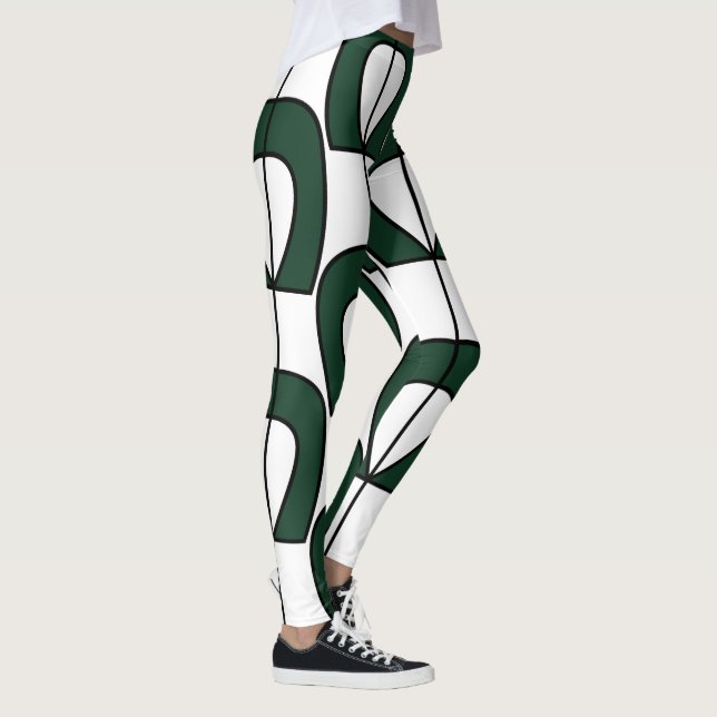Legging White Green Modern Geométrico Divertido (Direita)
