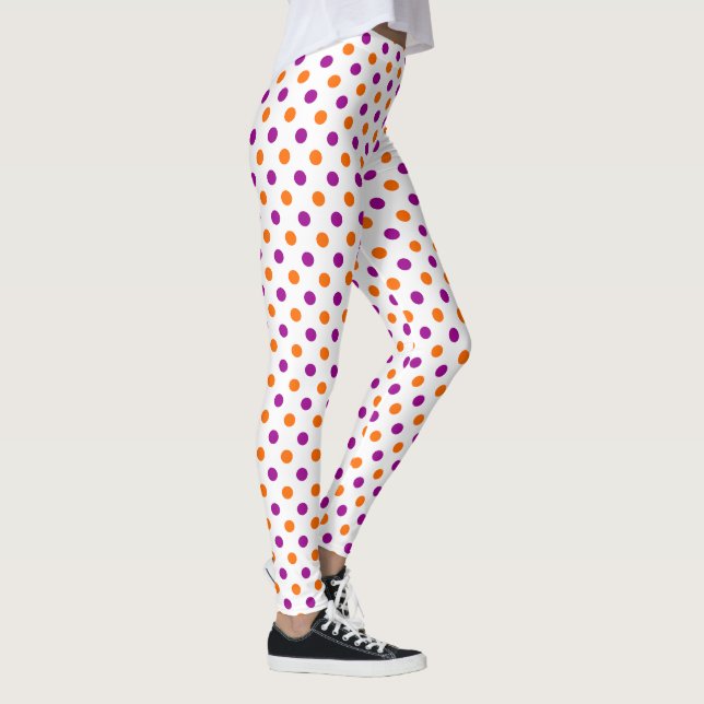 Legging White Purple Orange Polka Dots Pattern (Direita)