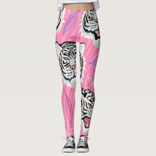 Legging White Tiger Roar: Padrão da Floresta Tropical Selv