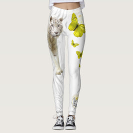 Legging  White Tiger Yellow Butterfly 