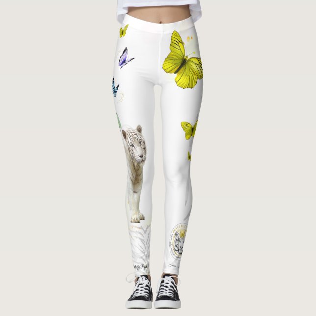 Legging  White Tiger Yellow Butterfly Gold Stardus (Frente)
