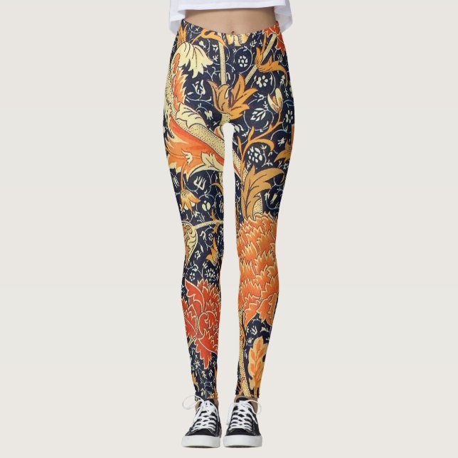 Legging William Morris Cray Floral Art Nouveau Pattern (Frente)