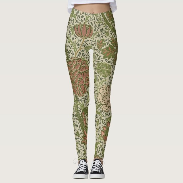 Legging William Morris Cray Sage Flower Floral Botânica (Frente)