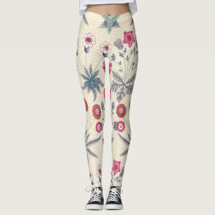 Legging William Morris Daisy Padrão Floral Laranja Vermelh