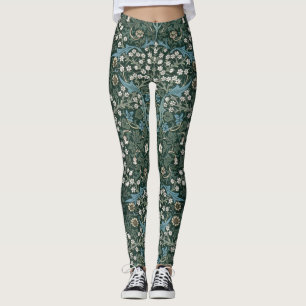 Legging William Morris Floral Azul Branco e Verde