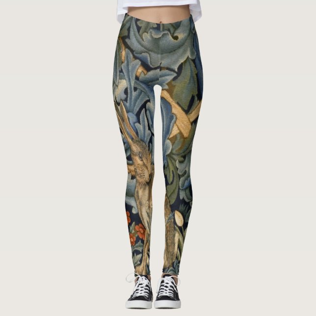Legging William Morris Forest Rabbit Floral Art Nouveau (Frente)