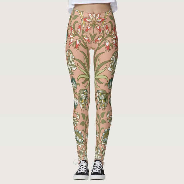 Legging William Morris Hyacinth Flor Rosa Art (Frente)