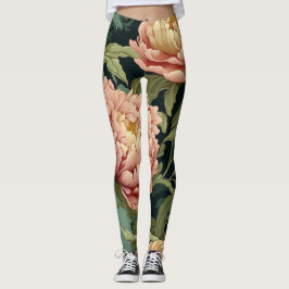 Legging William Morris-Inspirado Peony Floral Patternado