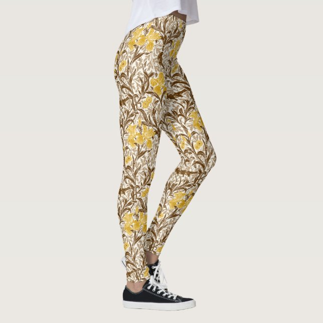 Legging William Morris Irises, Mostarda Dourada, Brown & B (Direita)