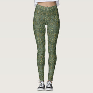 Legging William Morris Ispahan Verde Teal Floral Arte