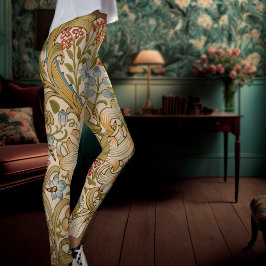 Legging William Morris Lily Art Nouveau Padrão Floral