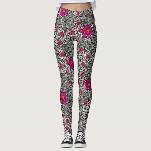 Legging William Morris Marigold, Cinzas / Cinzas e White (Frente)