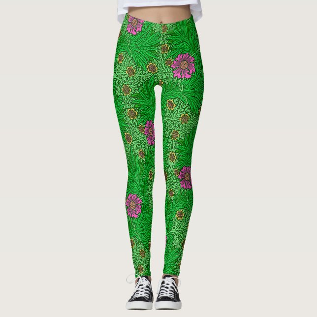 Legging William Morris Marigold, Emerald Green & Fuchsia (Frente)