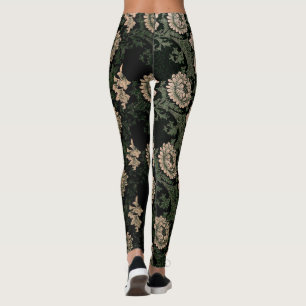 Legging William Morris, padrão, redesenhado, cores escuras