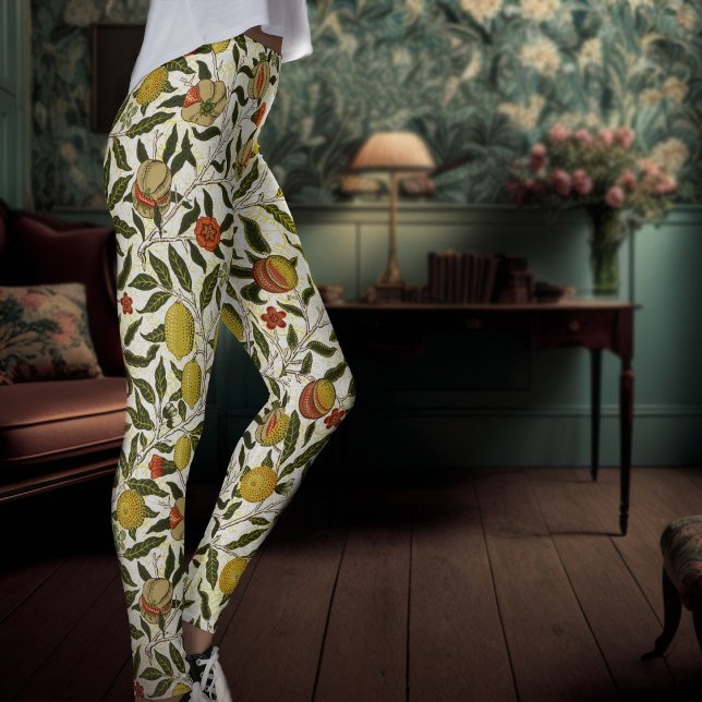 Legging William Morris Pomegranate Lemons Frutas amarelas (Criador carregado)