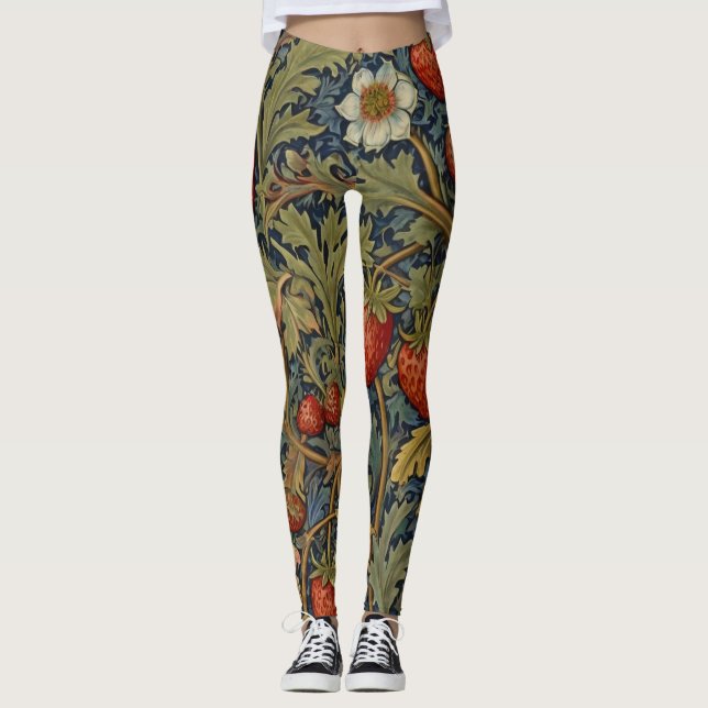 Legging William Morris Strawberry Thief Padrão Floral (Frente)