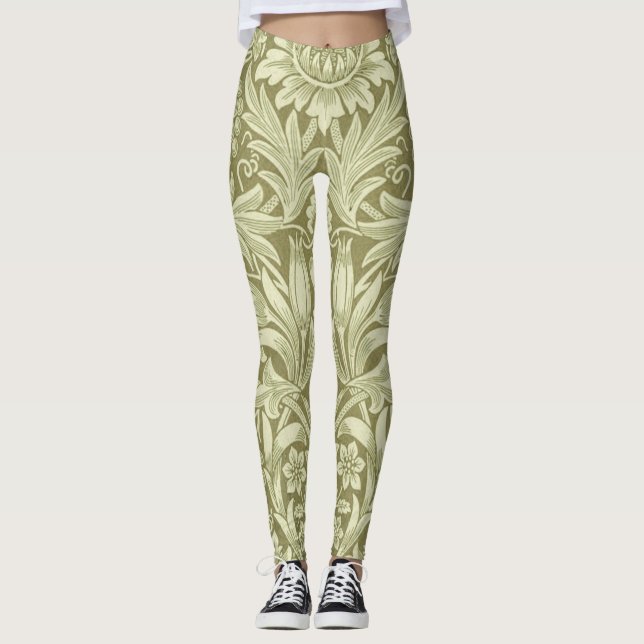 Legging William Morris Sunflower Green Flower (Frente)