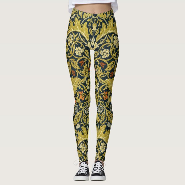 Legging William Morris Violeta Columbina Azul Marinho Flor (Frente)