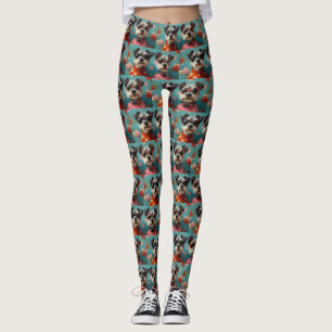 Legging Wire Fox Terrier com Rosas do Coração Dia dos Namo