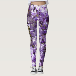 Legging Wisteria Purple Flowers Francês Floral Petals