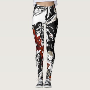 Legging Wolf Flower Tatoo Vintage Patterno