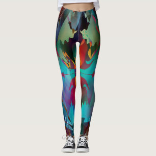 Legging Workout de Abstrato Coloração Escuro Artsy
