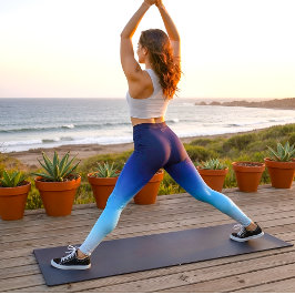 Legging Workout de Gradação de Ombre Azul Oceano
