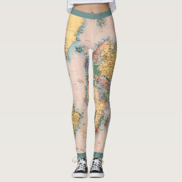 Legging World Map Atlas Viagem Lover