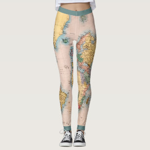 Legging World Map Atlas Viagem Lover