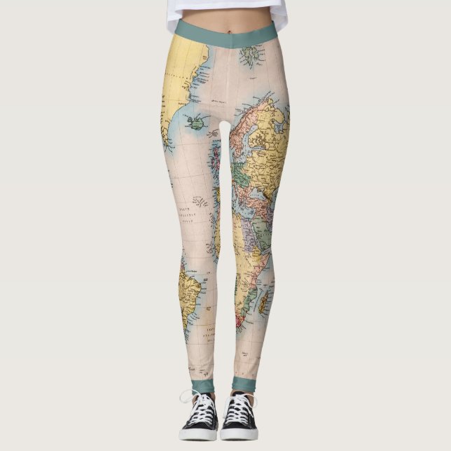Legging World Map Atlas Viagem Lover (Frente)