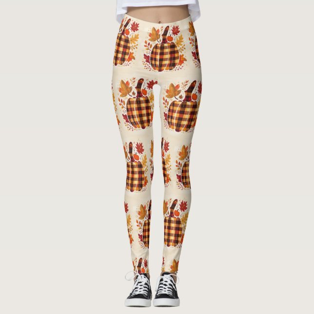 Legging Xadrez Abençoado Abóbora (Frente)