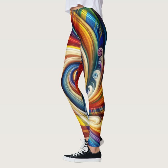 Legging Xadrez Arco-Íris Abstrato (Esquerda)