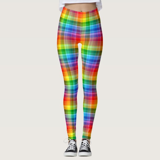 Legging Xadrez arco-íris LGBTQ+ (Frente)