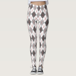 Legging Xadrez Argyle Vermelho Cinza Prata