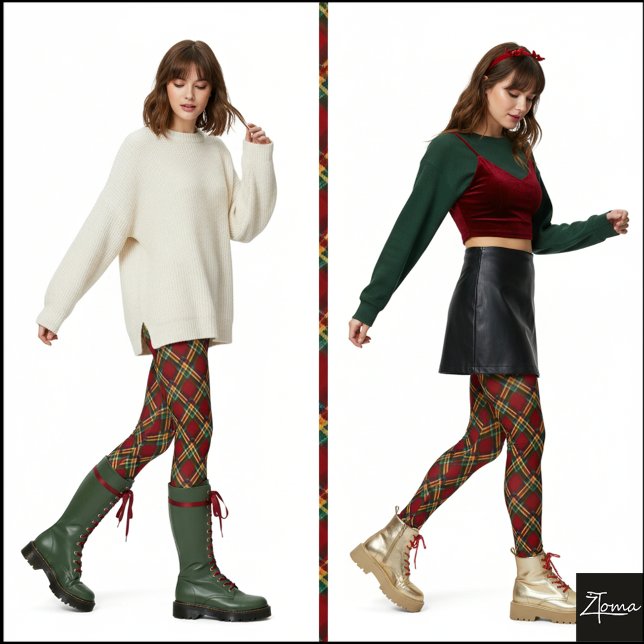 Legging Xadrez Argylesque Tradicional Vermelho Verde (Criador carregado)