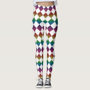 Legging Xadrez Arlequim Diamante Multicolorido Colorido