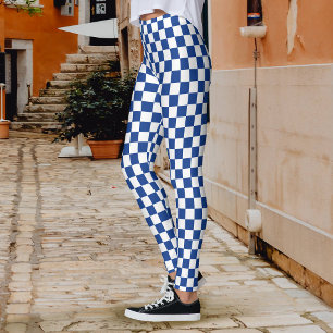 Legging Xadrez Azul Marinho Branco