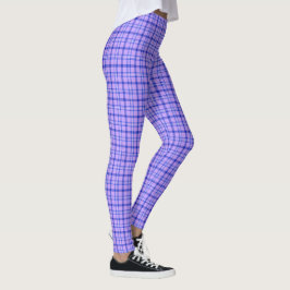 Legging Xadrez Azul Roxo Clássico Padrão Brilhante