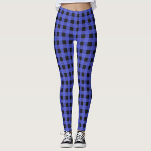 Legging Xadrez Azul Rústico de Búfalo, Listras de Lenhador