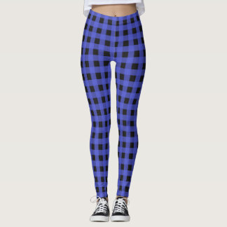 Legging Xadrez Azul Rústico de Búfalo, Listras de Lenhador