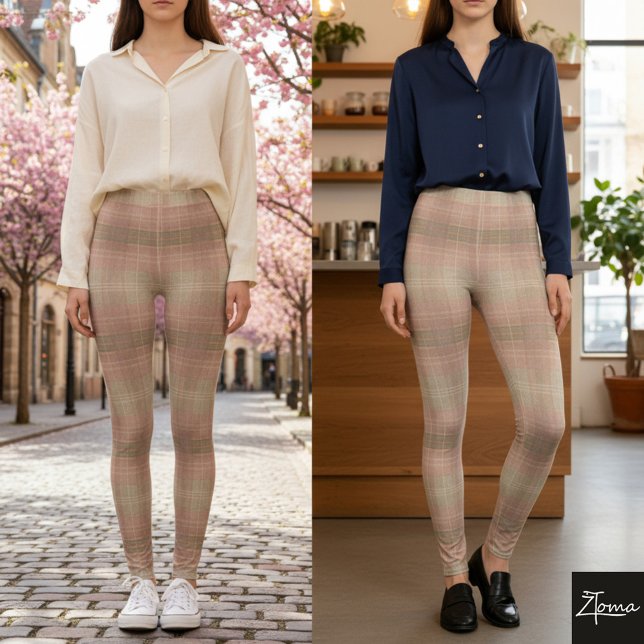 Legging Xadrez Bloco Texturizado Rosa Empoeirado Caqui (Criador carregado)