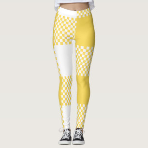 Legging Xadrez branca e amarela moderna