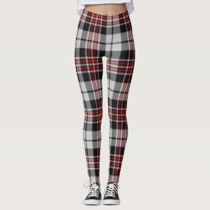 Legging Xadrez branca e vermelha preta