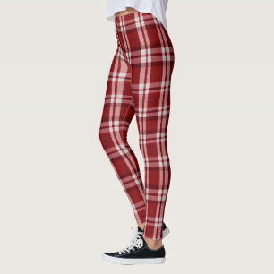 Legging Xadrez branca vermelha