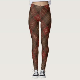 Legging Xadrez Brown Red Tartan Padrão Escocês