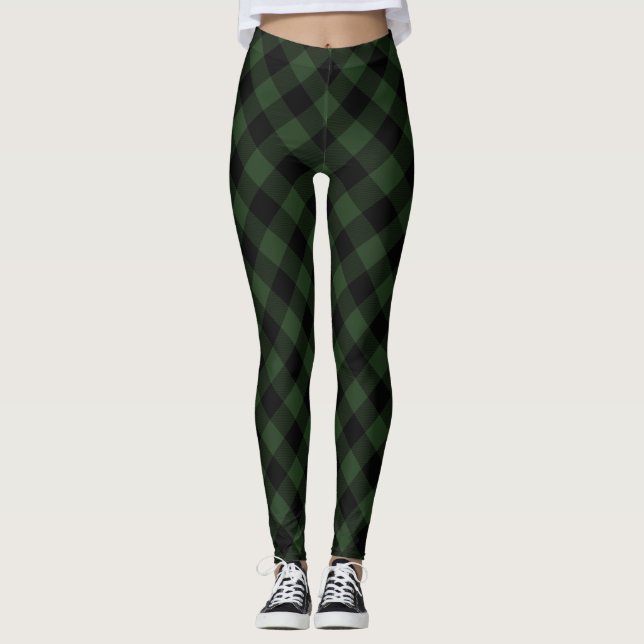 Legging Xadrez Búfalo Padrão Quadrado Rústico (Frente)