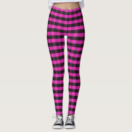 Legging Xadrez Búfalo Rosa Quente Rústico Lumberjack