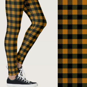 Legging Xadrez buffalo preto laranja queimado clássico