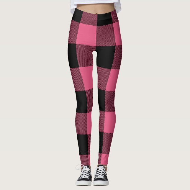 Legging Xadrez Buffalo Rosa e Preto (Frente)